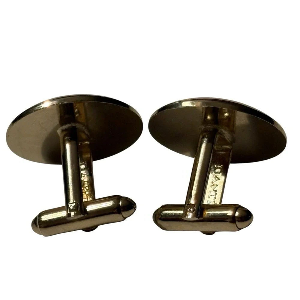 Vintage Silver Tone Dante Cufflinks Dome Round Classic Formal Suit‎ Bullet Back